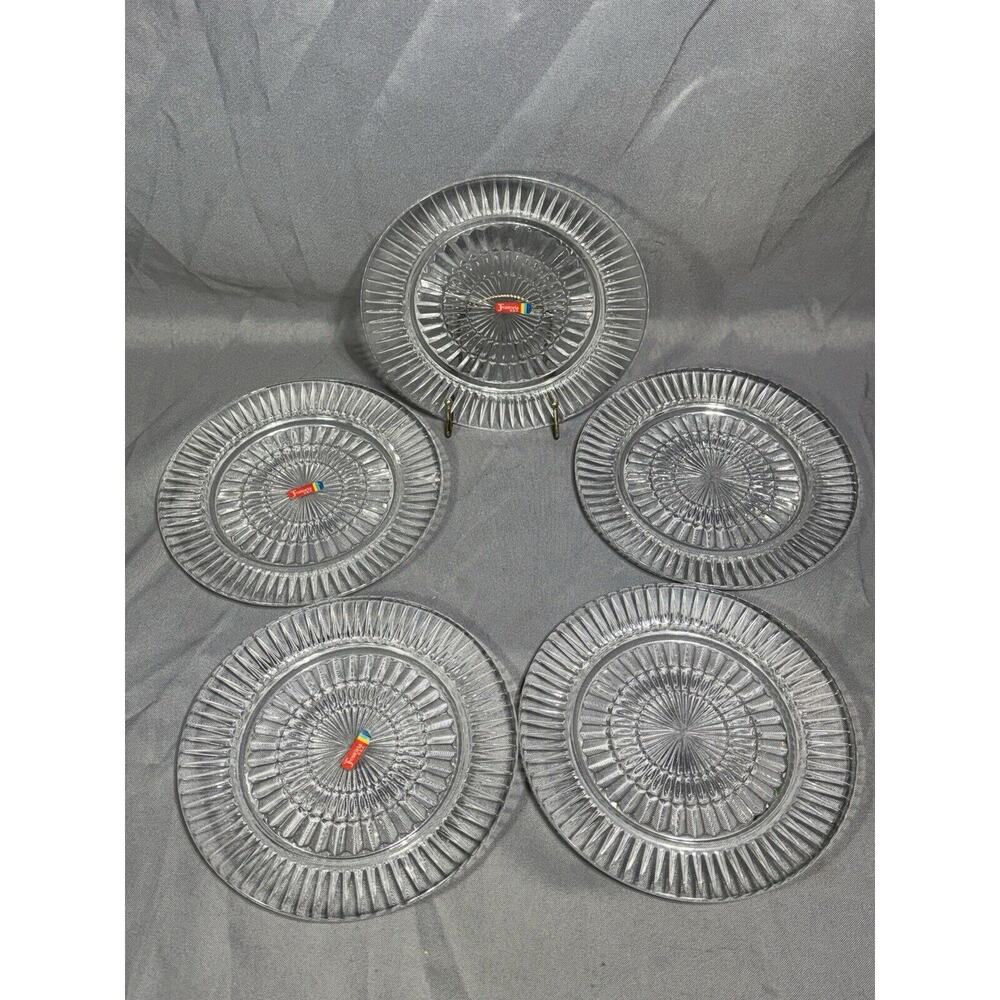 Set of 5 Fostoria 8" Collectible Clear Dinner Salad Bread Plates